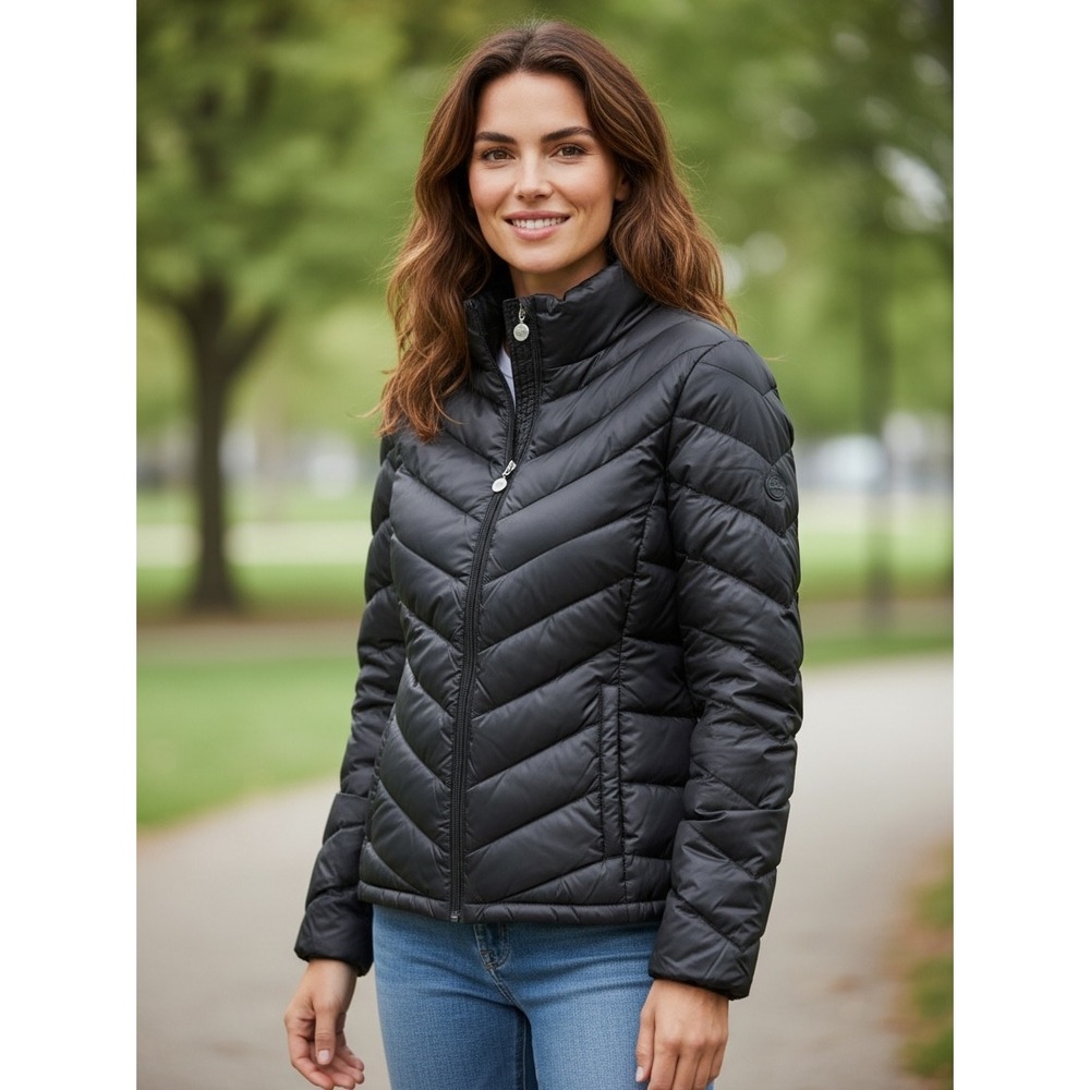 Calvin Klein Womens Black Packable Premium Down Puffer Jacket CWZ12632 Size M